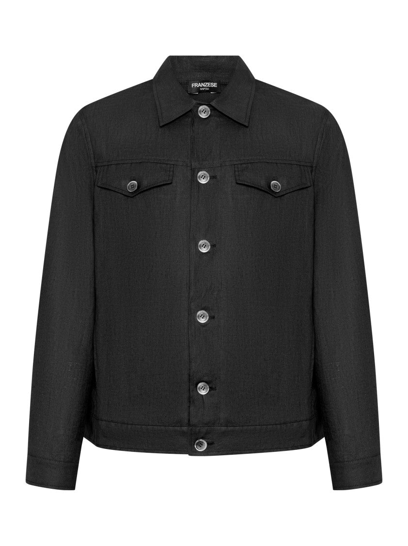 Franzese Collection Lightweight Black Linen Saharan Jacket