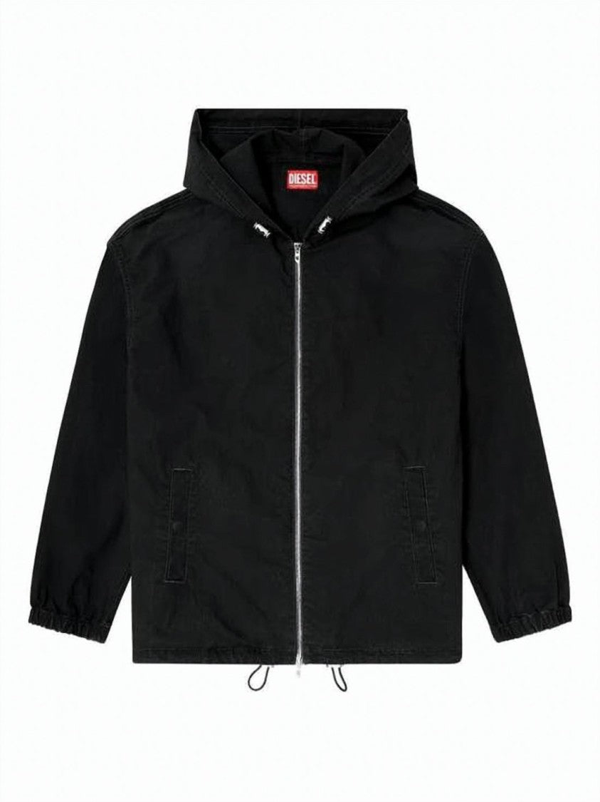 Diesel Black Zip-Up Hoodie With Drawstring Hood