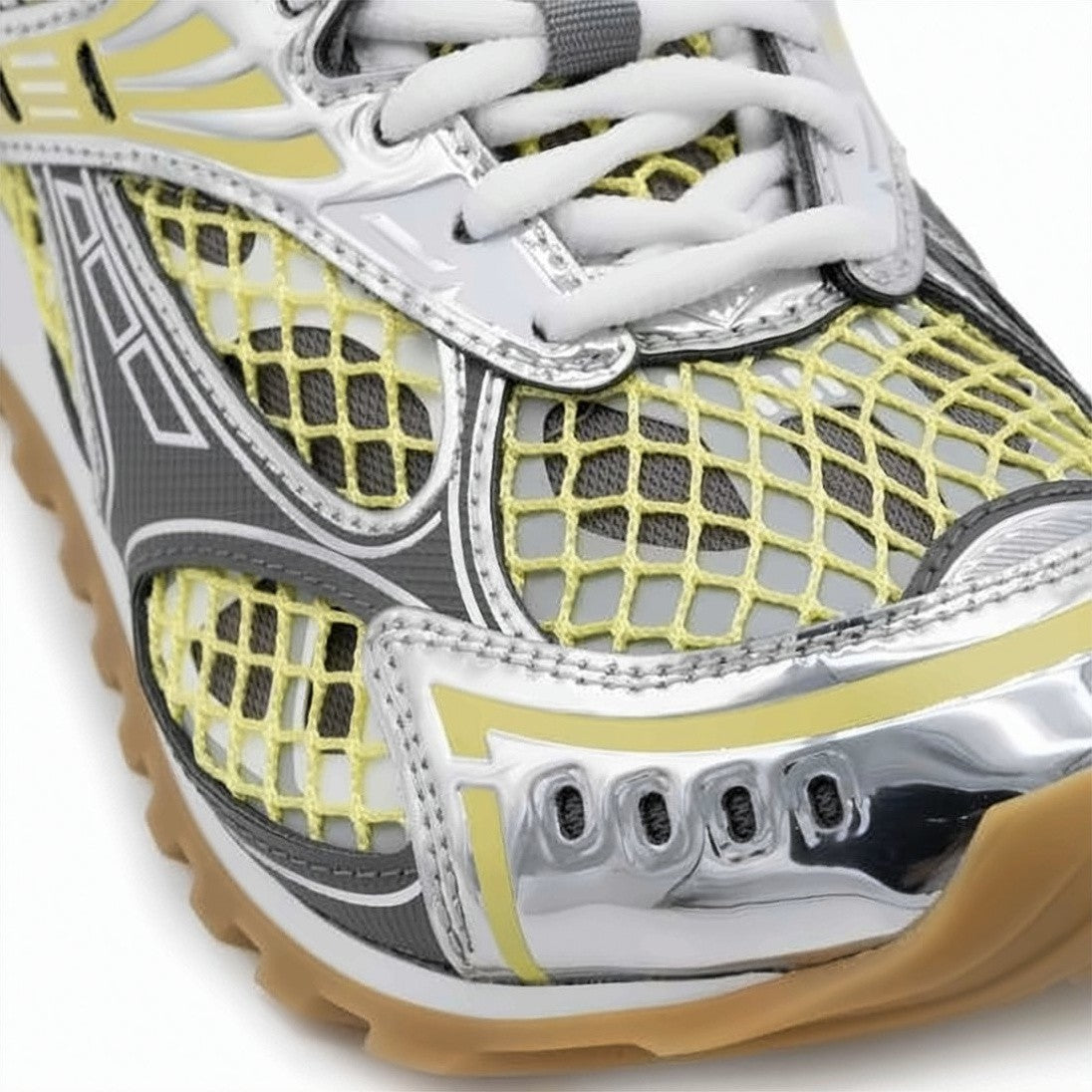 Bottega Veneta Mesh Upper Sneakers With Metallic Accents