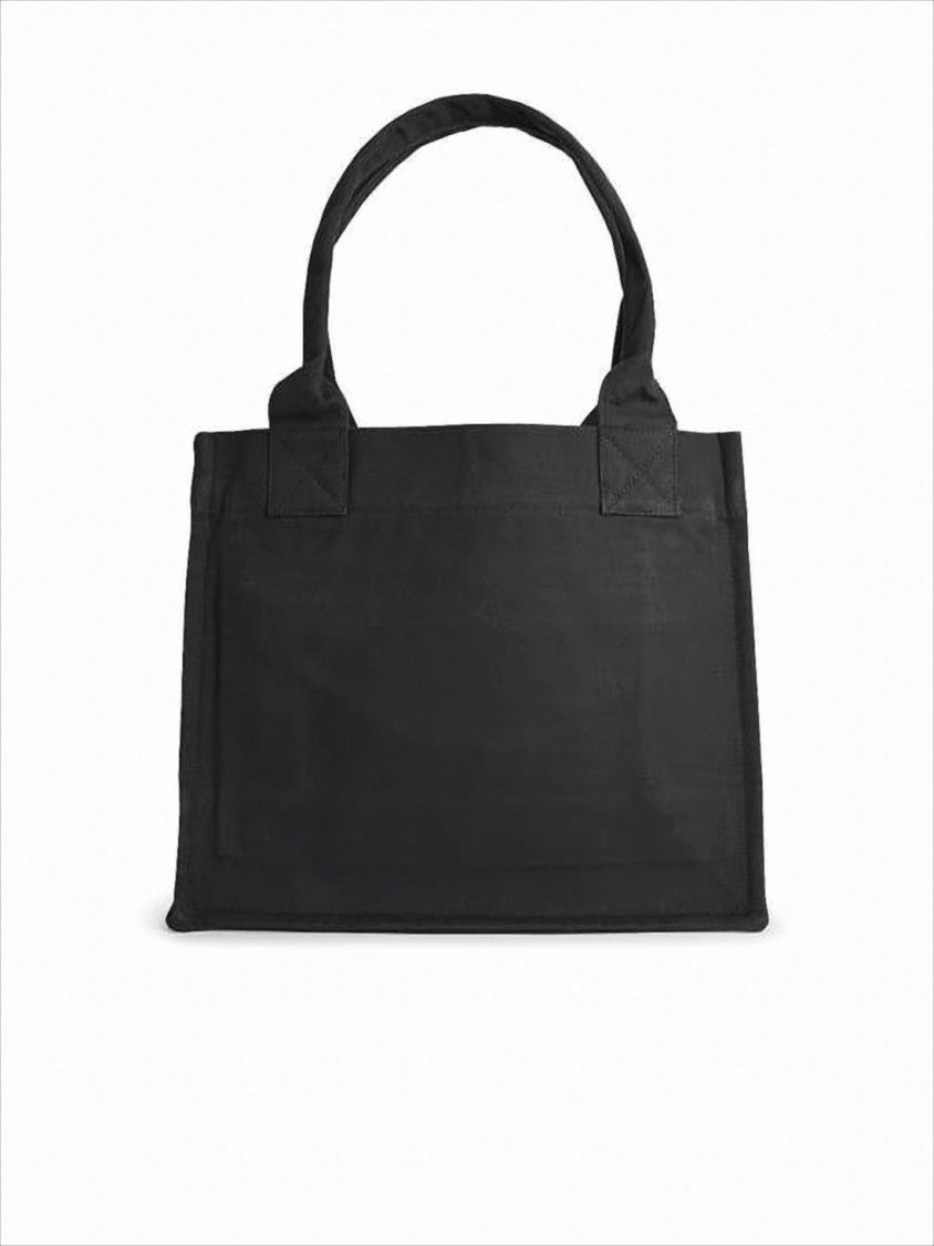 Ganni Rectangular Black Tote Bag With Bold Graphic Print