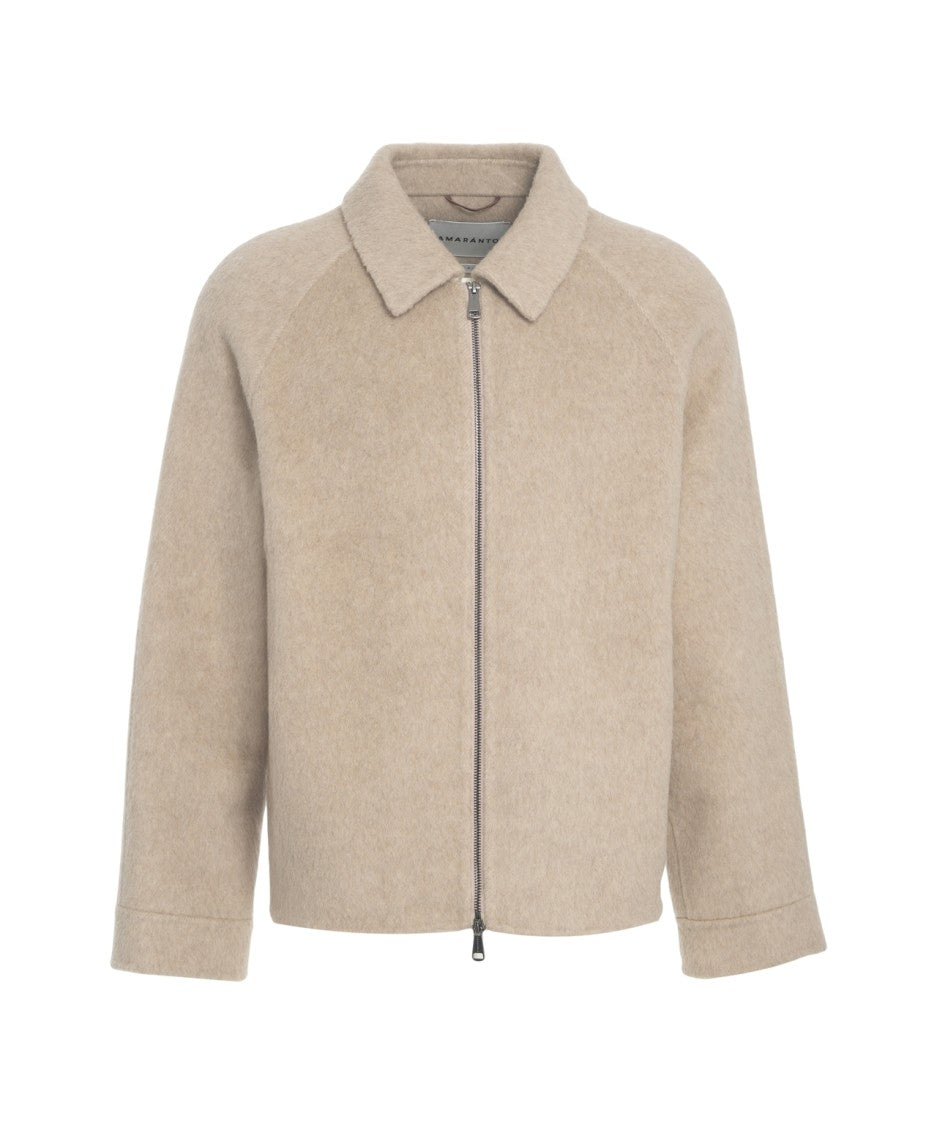 Amaranto Amaranth Wool Jacket With Classic Collar And Relaxed Fit