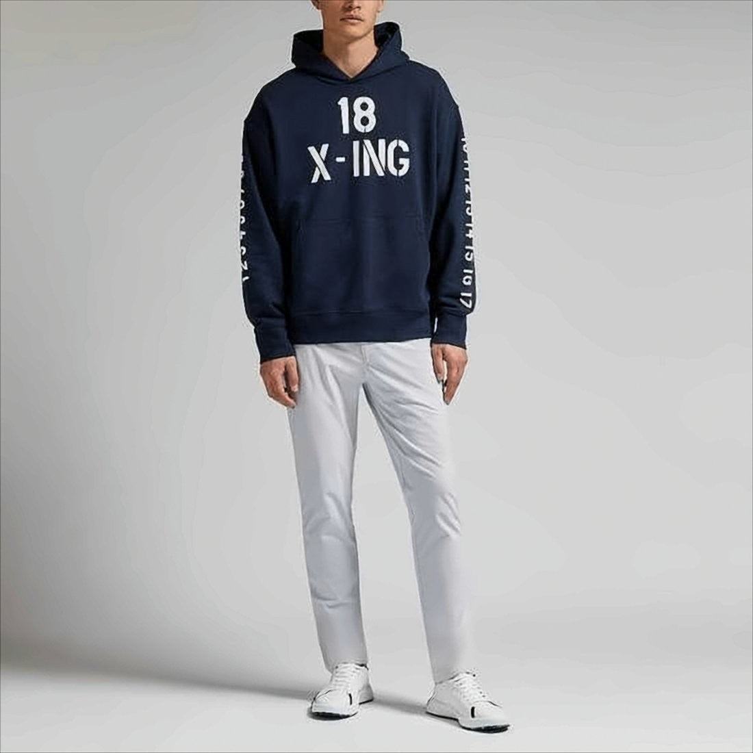 Gfore Deep Navy Printed Hoodie With Relaxed Fit