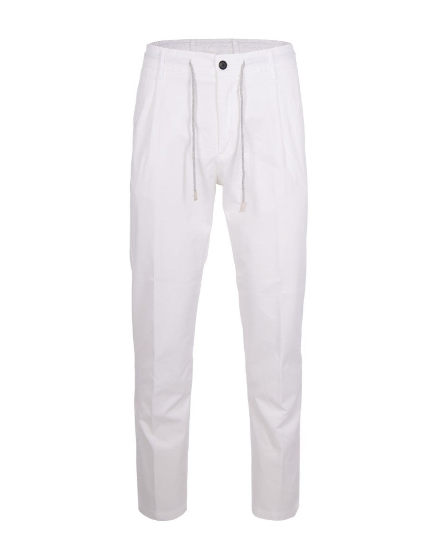 Eleventy Cotton Elasticized Front-Pleated Drawstring Casual Pants