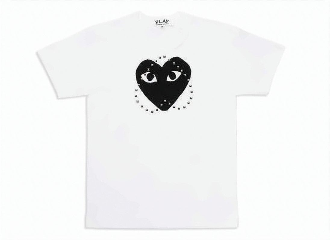 Comme Des Garçons Short-Sleeved Graphic Heart T-Shirt With Silver Accents