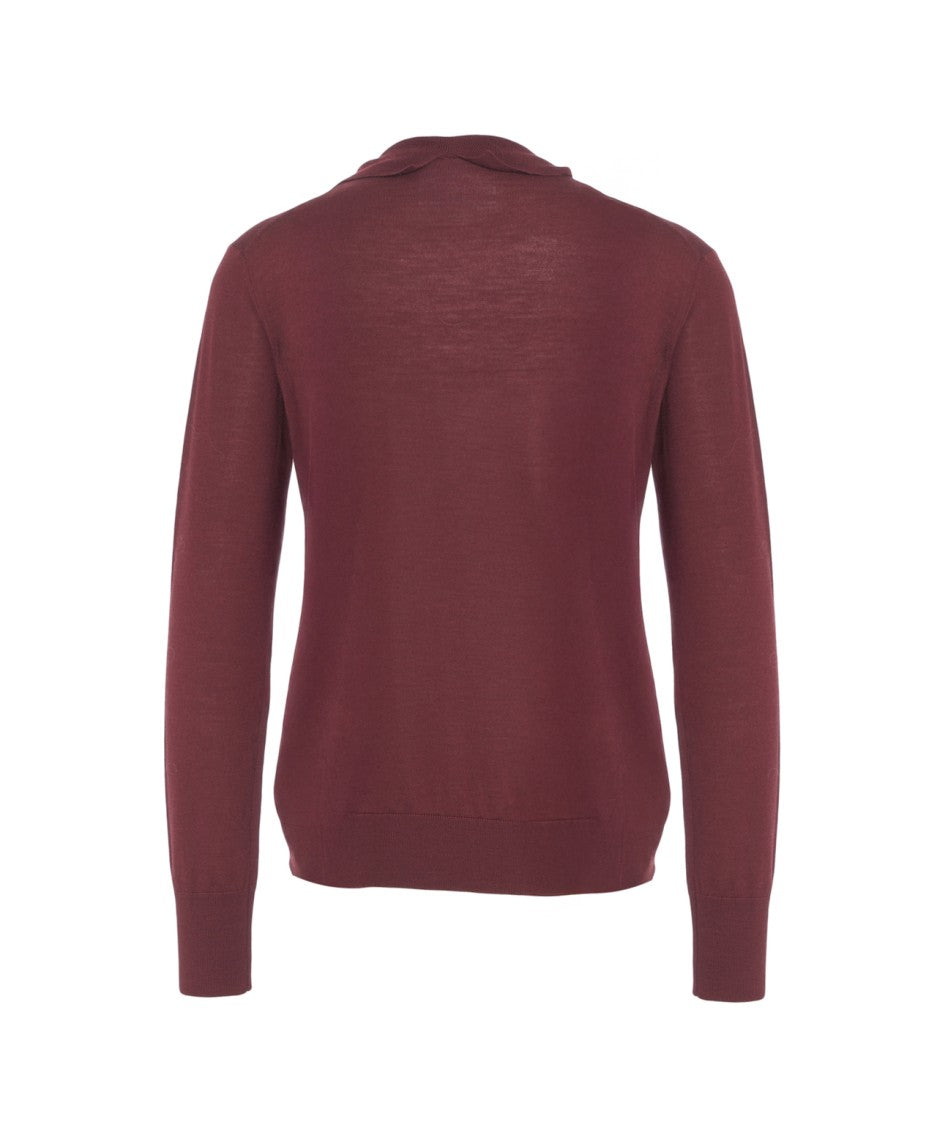 Erika Cavallini Ruffled Knit Cardigan With Chic Collar Detail