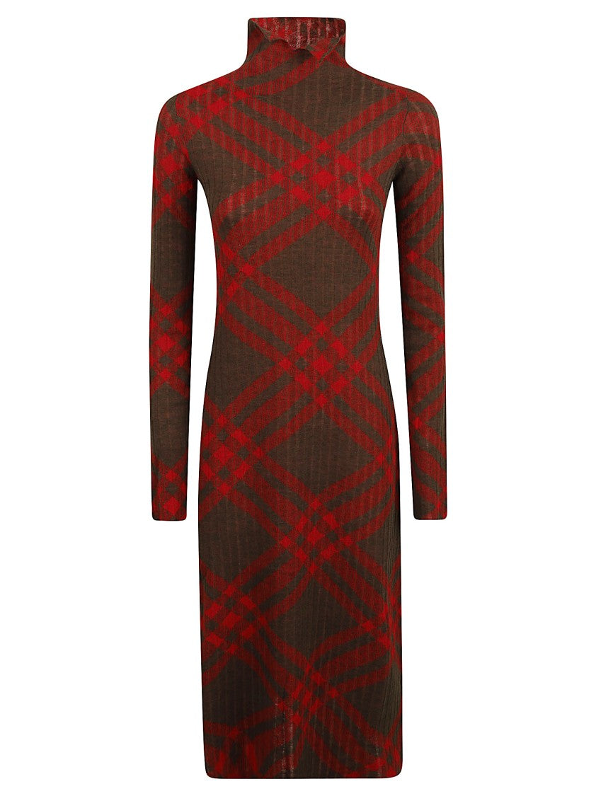 Burberry Fitted High Neck Dress
