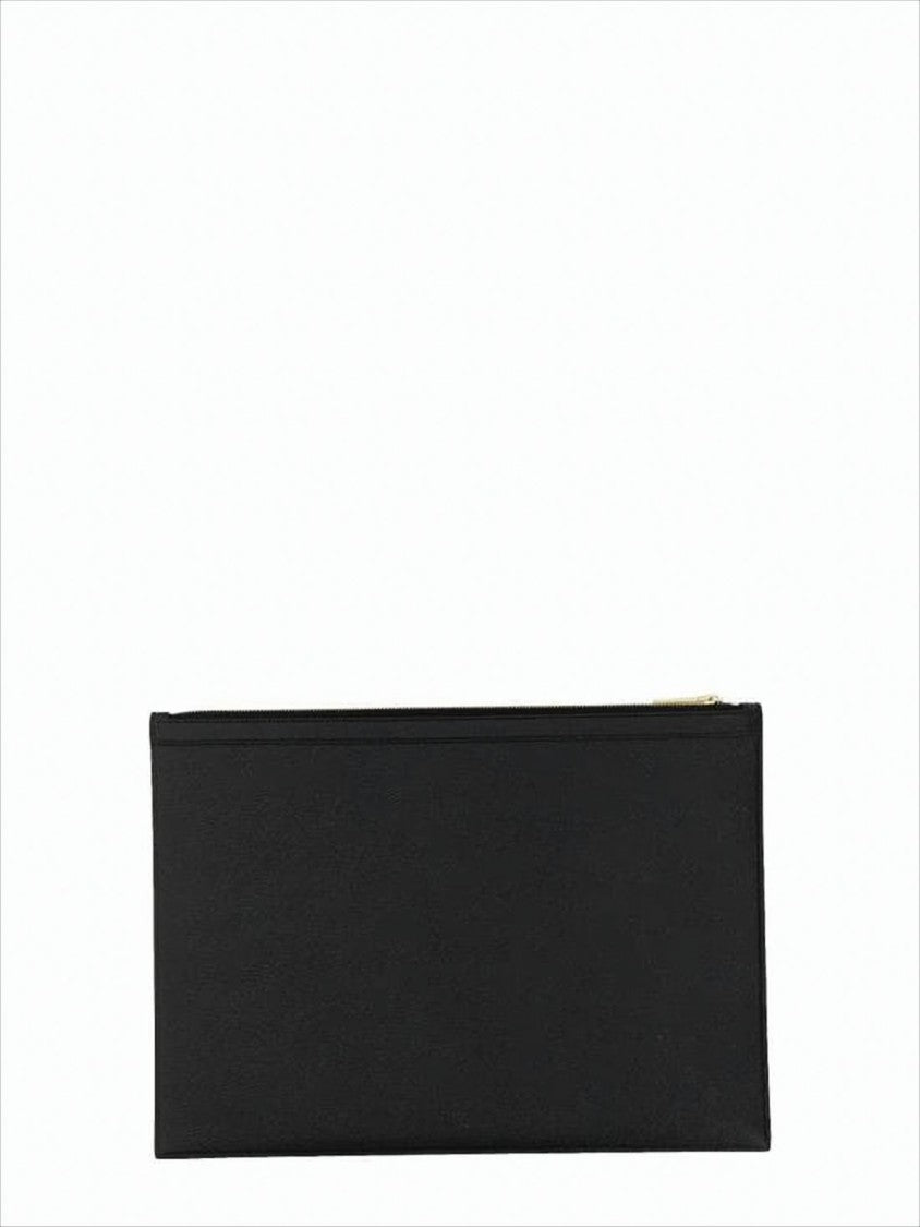 Thom Browne Textured Cow Leather Clutch With Rwb Tab