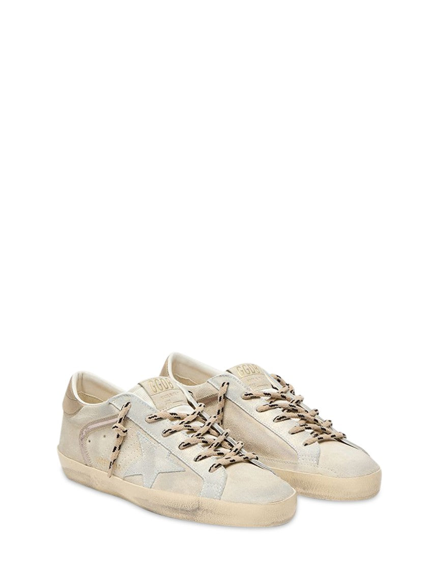 Golden Goose Distressed Off-White Low-Top Sneakers With Signature Star Detail