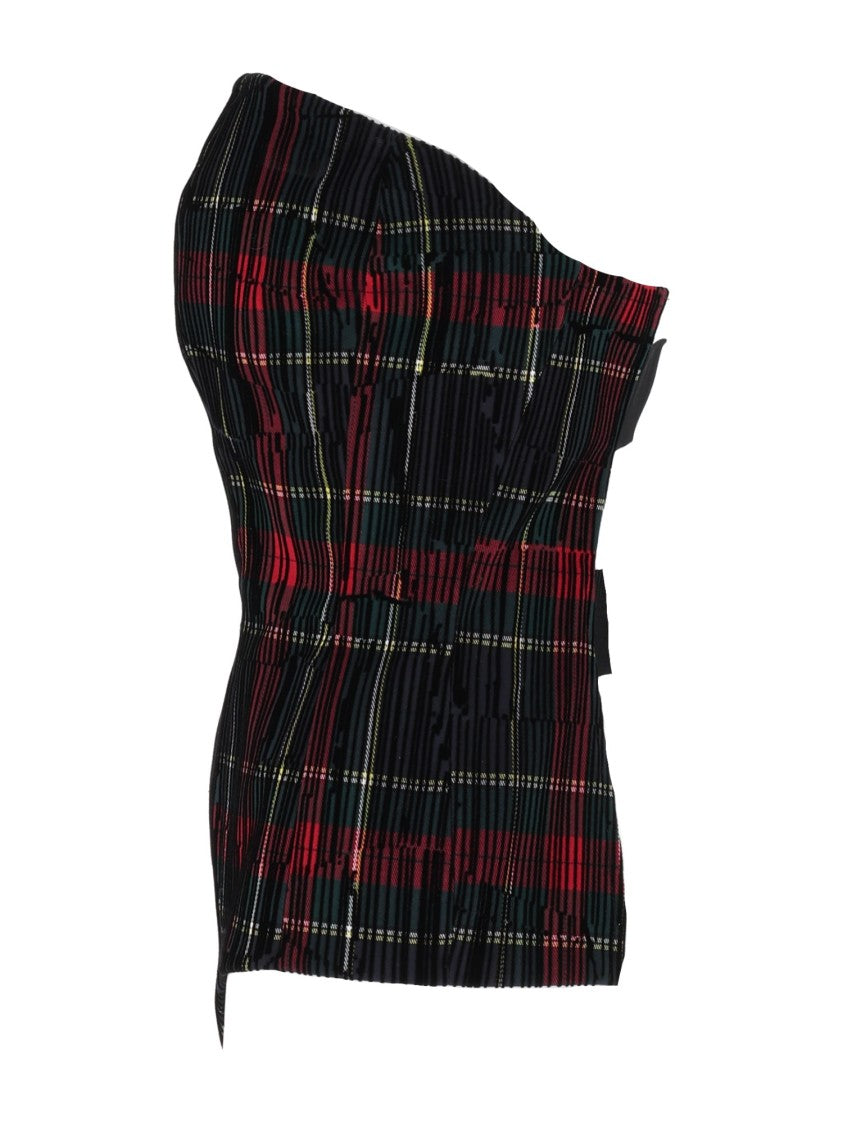 Shirt A Porter Structured Seams Strapless Tartan Bustier