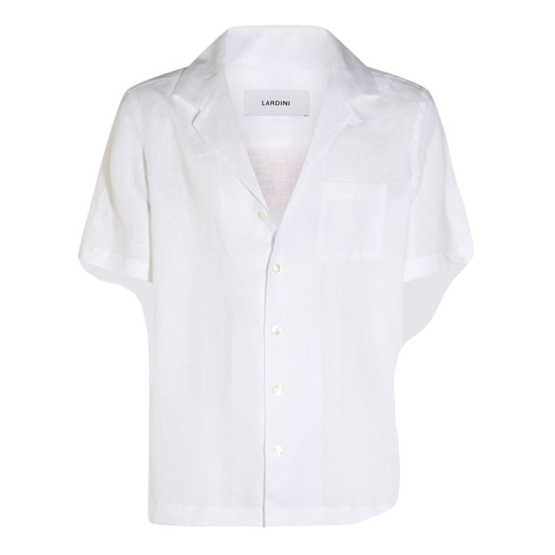 Lardini Short-Sleeved White Shirt With Notched Collar