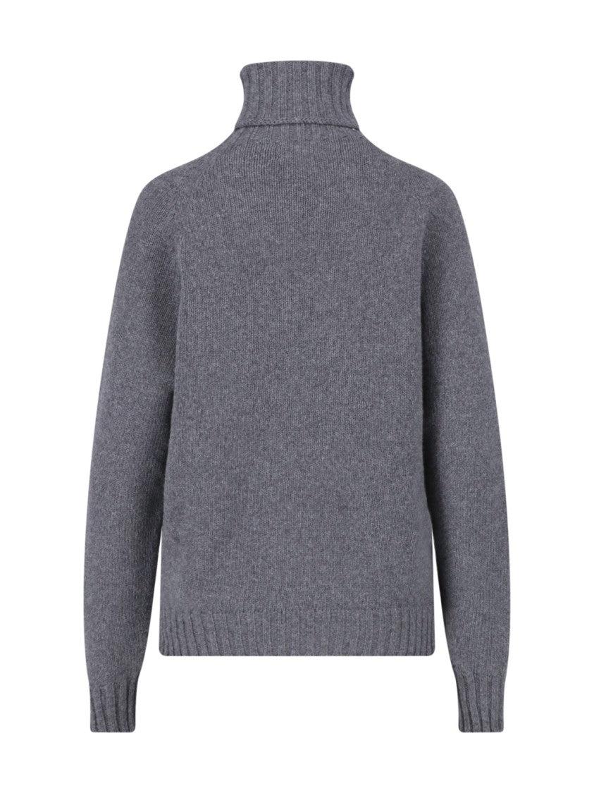 Ma'ry'ya High Neck Grey Cashmere And Virgin Wool Sweater