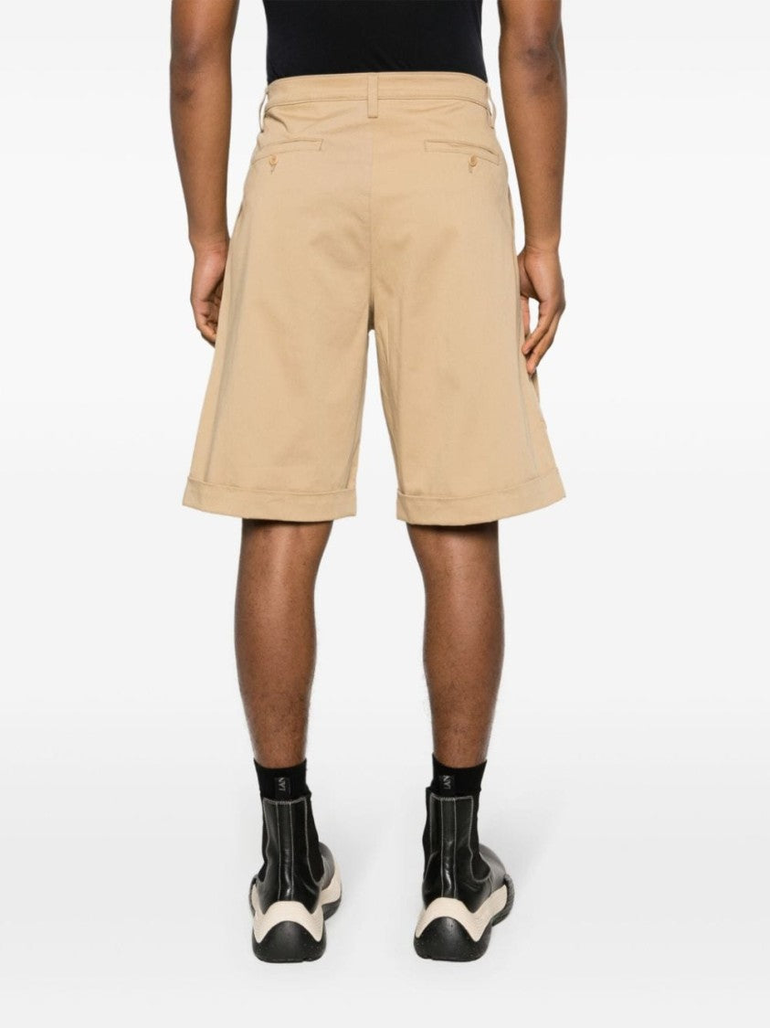 Moschino Painterly Print Sand Beige Stretch-Cotton Shorts