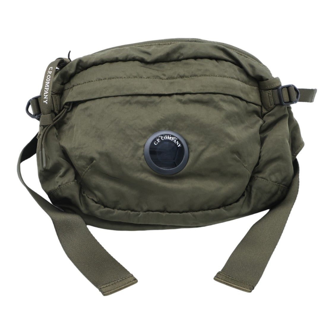 C.P. Company Rounded Rectangular Olive Green Bag With Circular Logo
