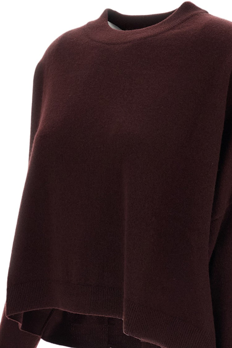 Dusan Burgundy Oversized Asymmetric Pure Cashmere Crewneck Sweater