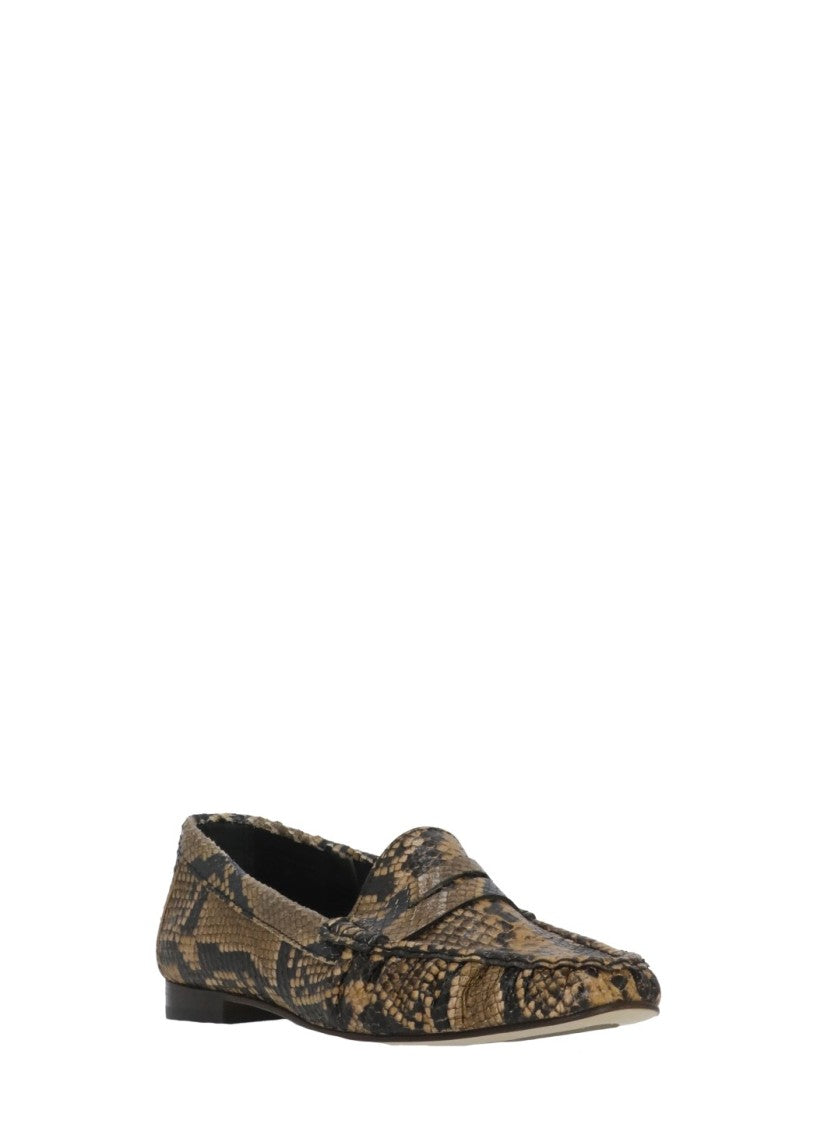 Poeve Brown Woven Mask Leather Loafers