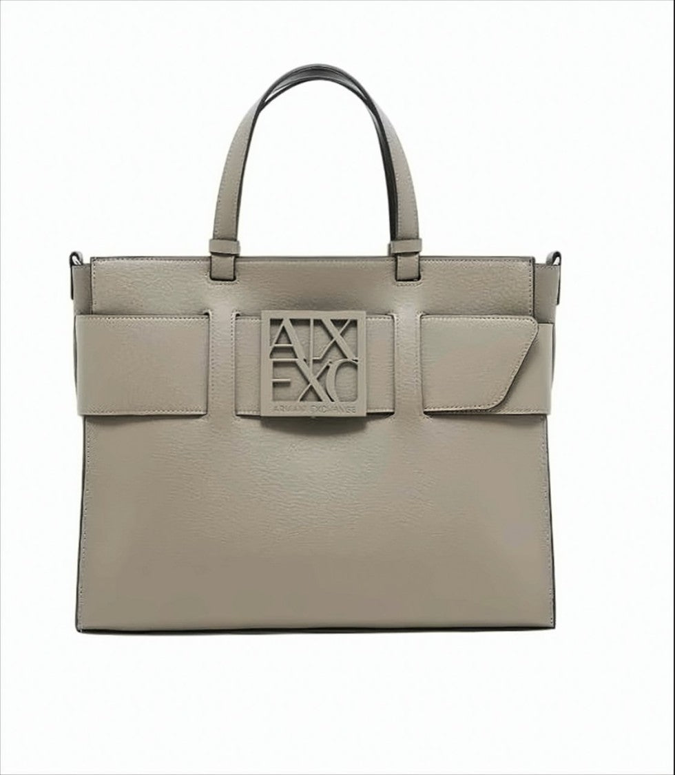 Armani Exchange Structured Beige Tote Bag