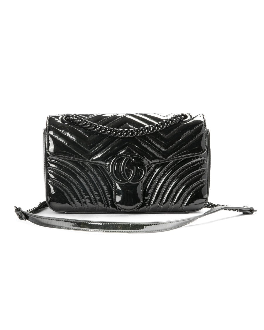 Gucci Marmont 26 Patent Leather In Black