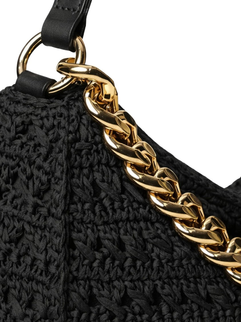 Twin-Set Black Crochet Rounded Shoulder Bag
