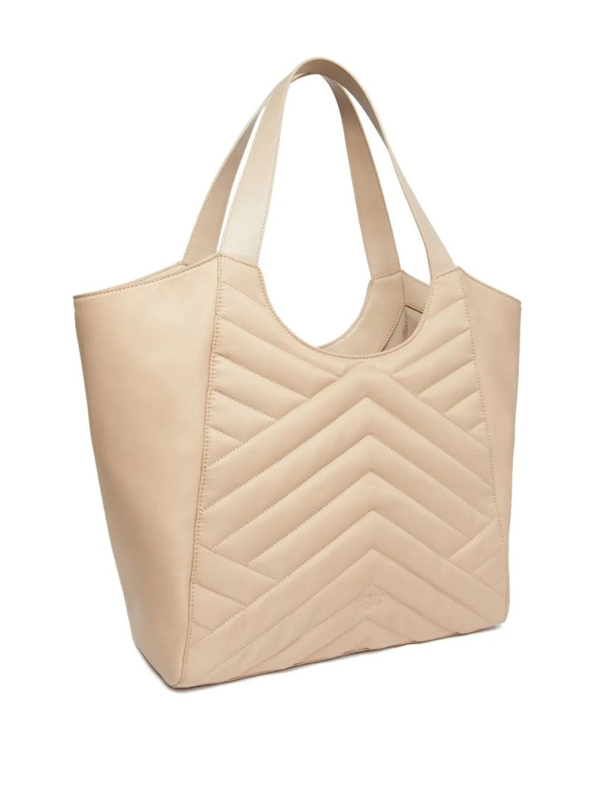 Pinko Quilted Grey Nylon Tote Bag