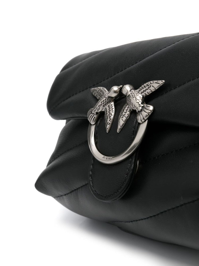Pinko Black Leather Padded Shoulder Bag