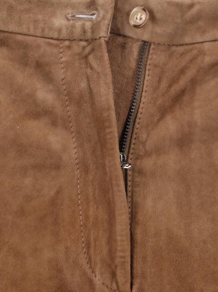 Novelle Tailored Brown Trousers With Straight Leg Silhouette