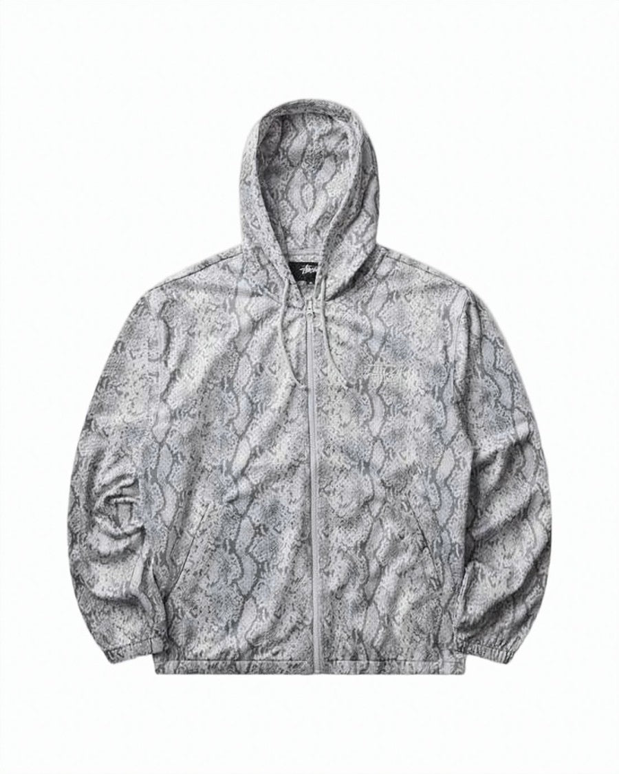 Stussy Zip-Up Hooded Sweatshirt With Snake Skin Pattern