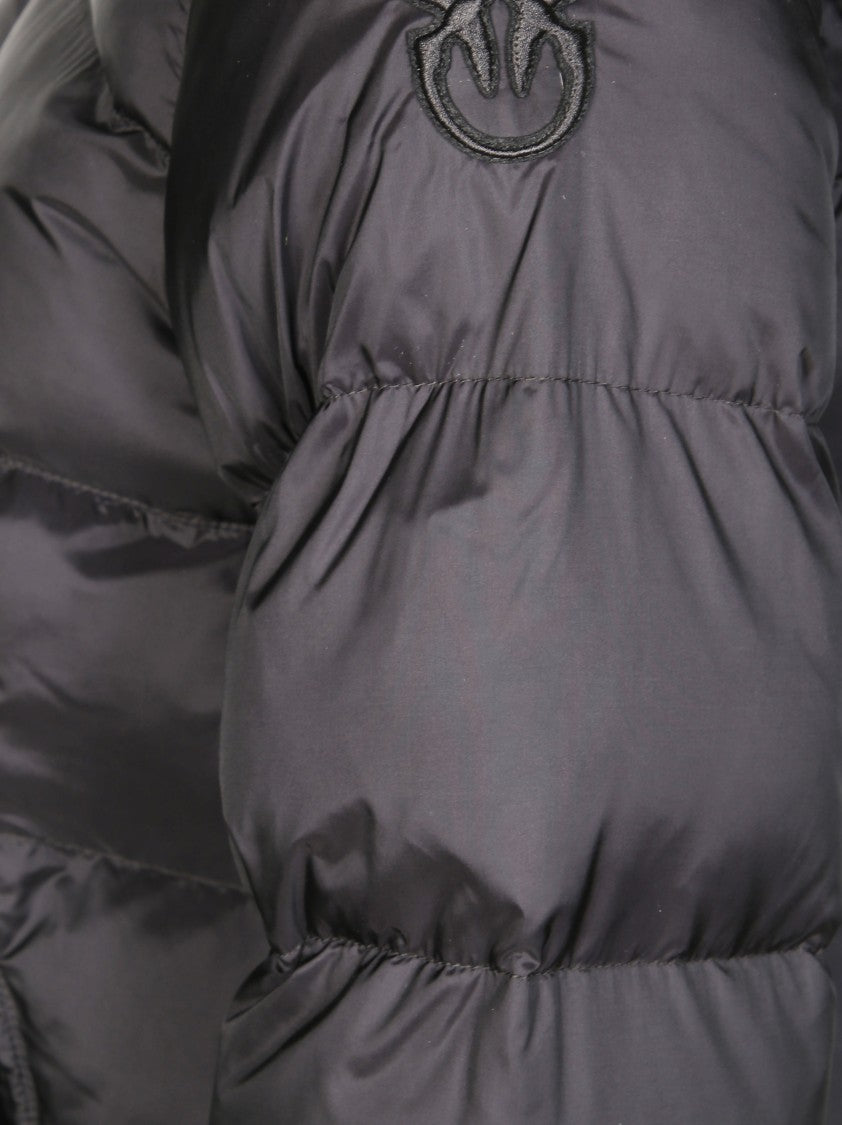 Pinko Hooded Technical Fabric Coat With Minimalist Design