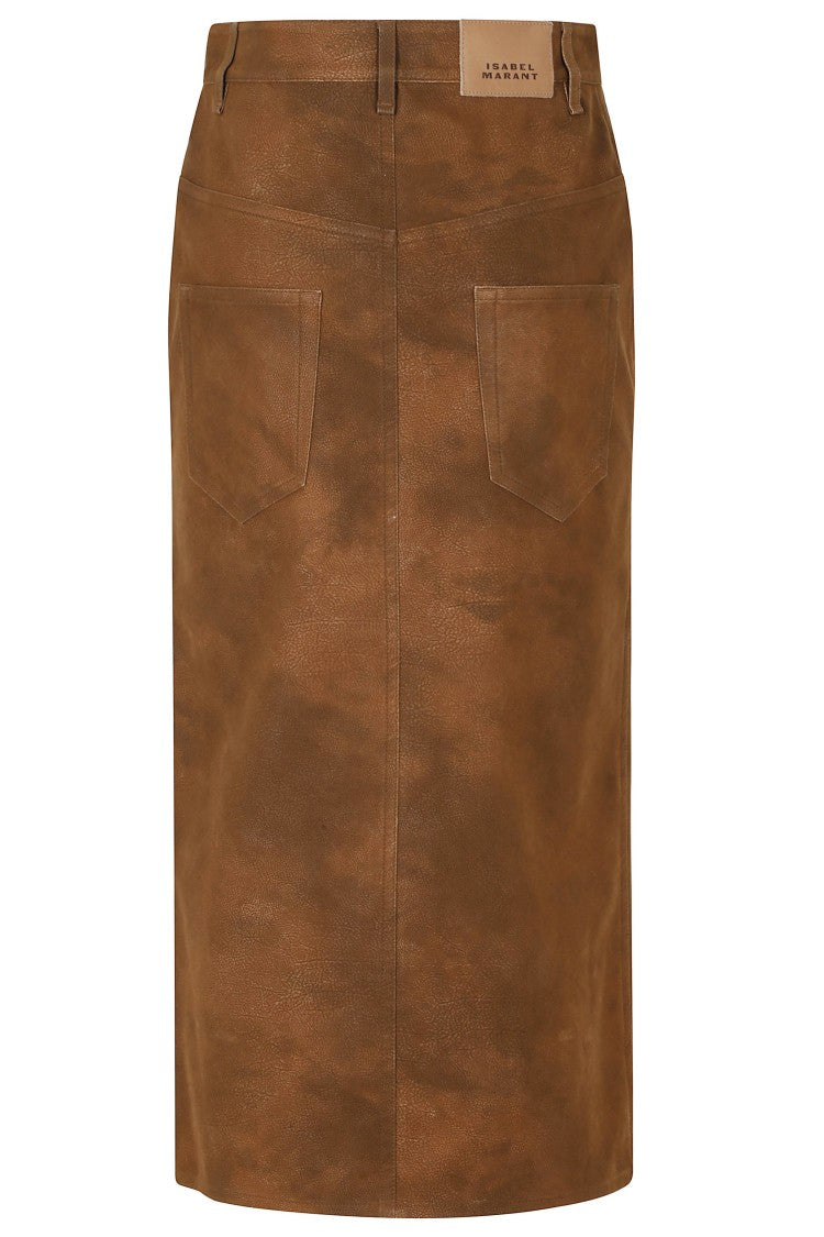 Isabel Marant Étoile Brown Bisane Gc Vintage-Inspired Faux Suede Midi Skirt