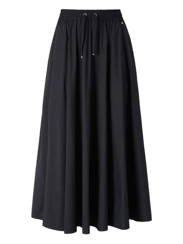 Herno Flowing Black Midi Skirt With Elastic Waistband