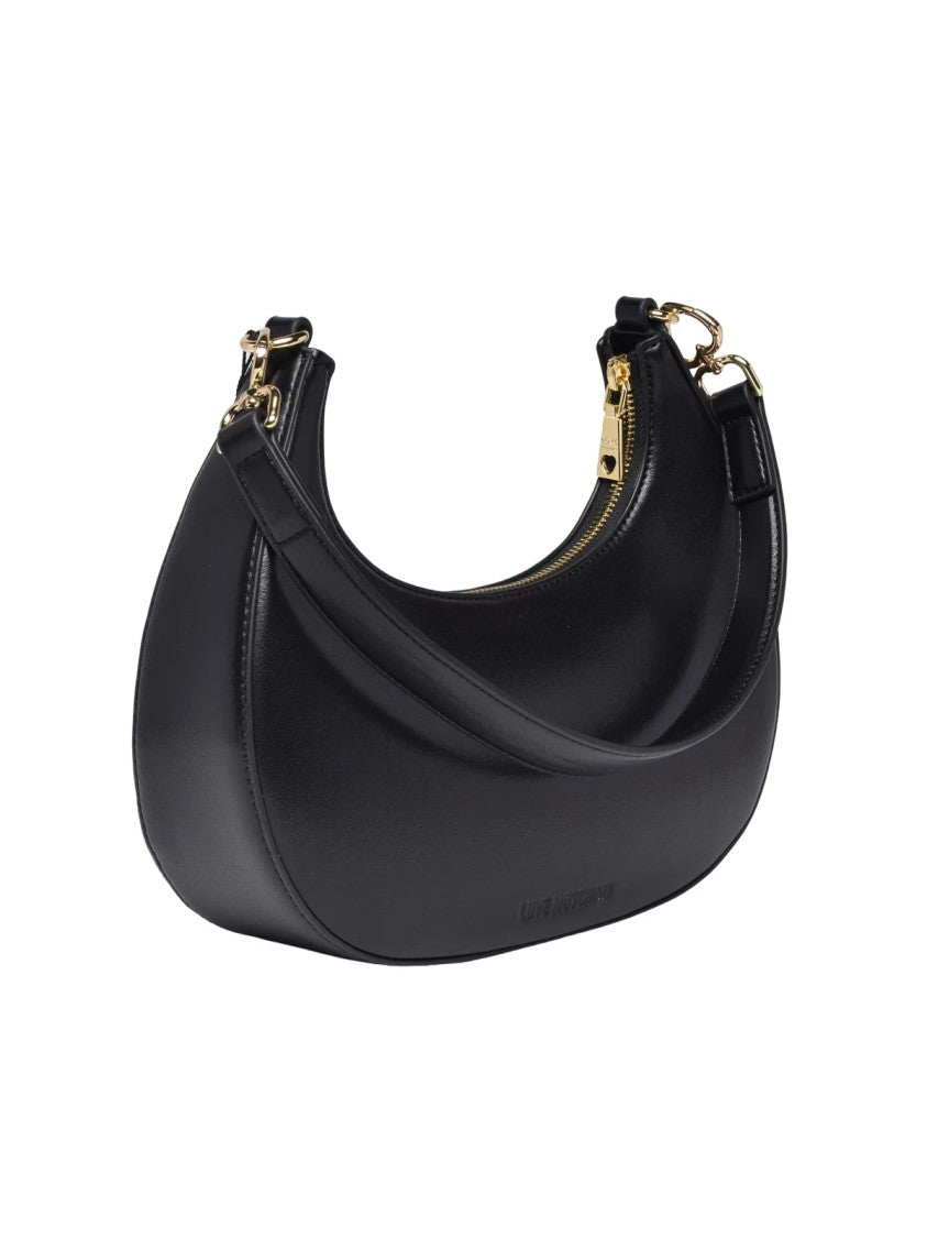 Love Moschino Black Polyurethane Crescent Shoulder Bag