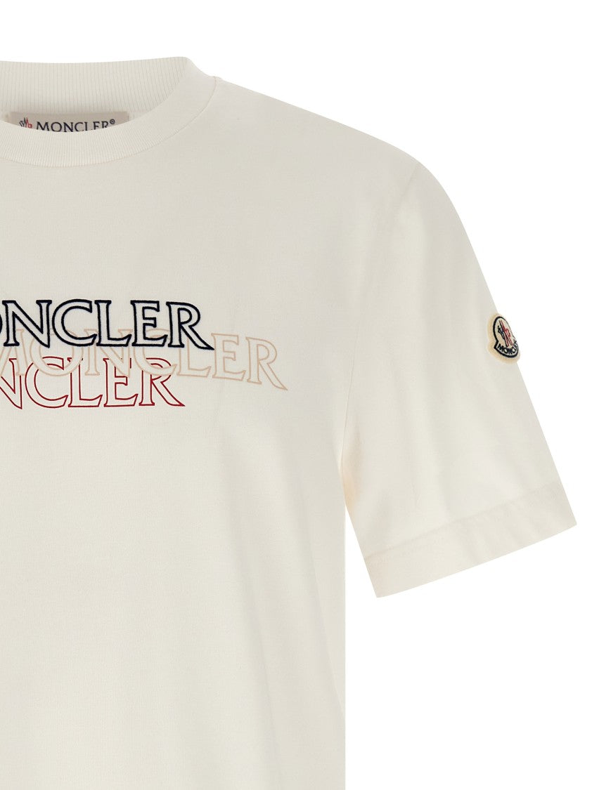 Moncler Flocked Logo T-Shirt With Crew Neck And Design