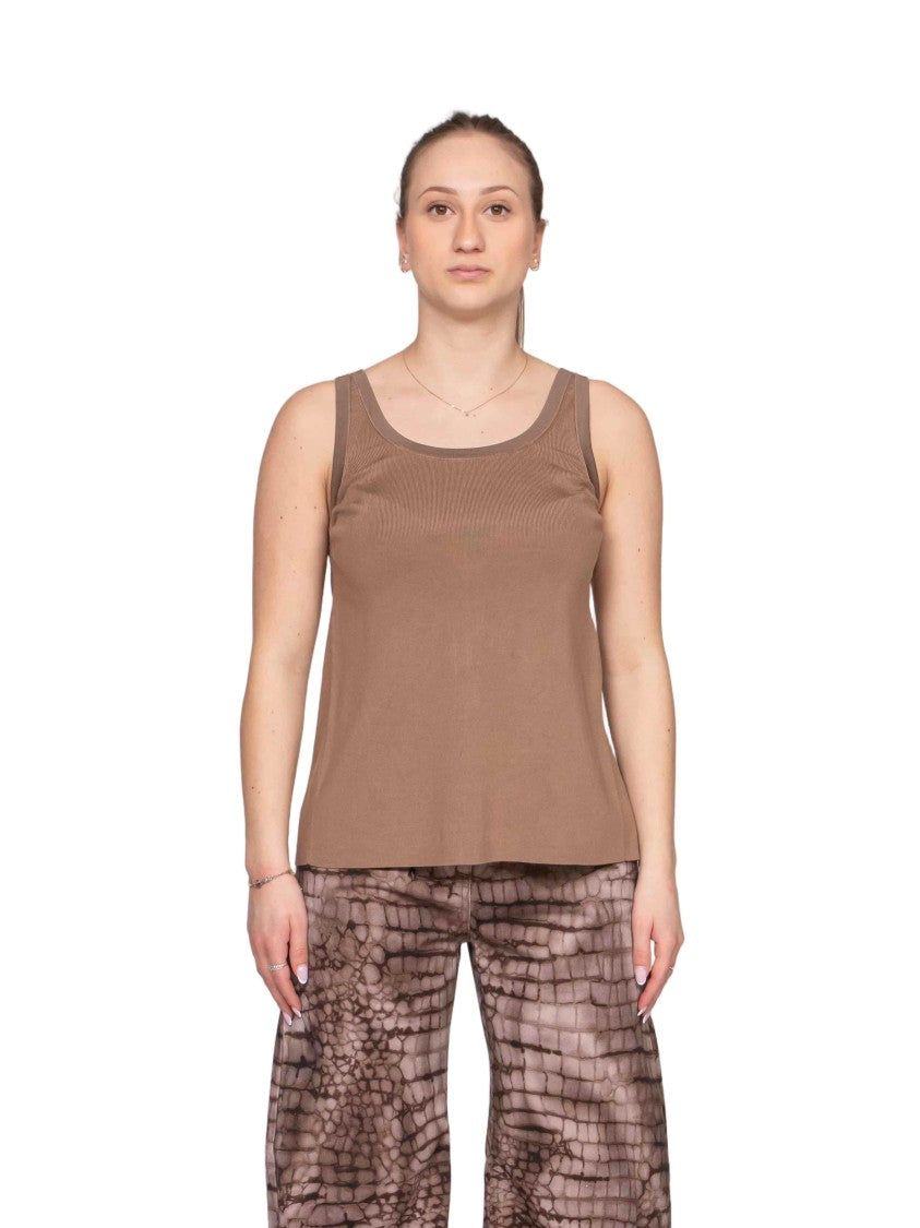 Elisabetta Franchi Scoop Neck Contrasting Back Stripe Top