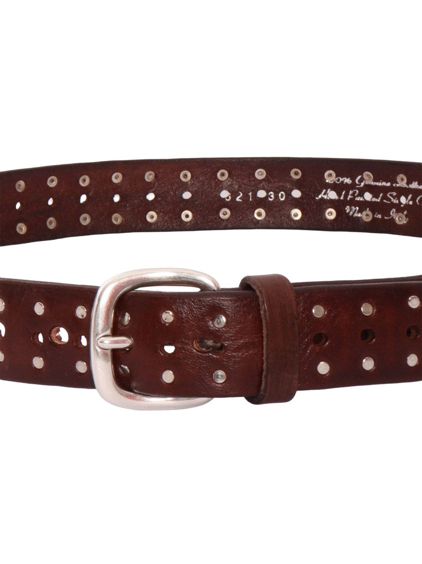 Alberto Luti Brown Studded Leather Belt
