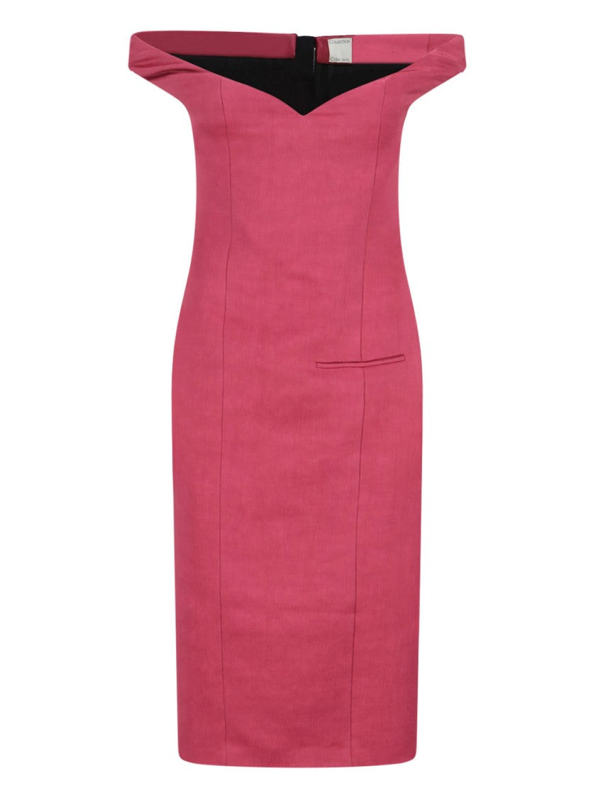 Calvin Klein Midi Dress With Sweetheart Neckline