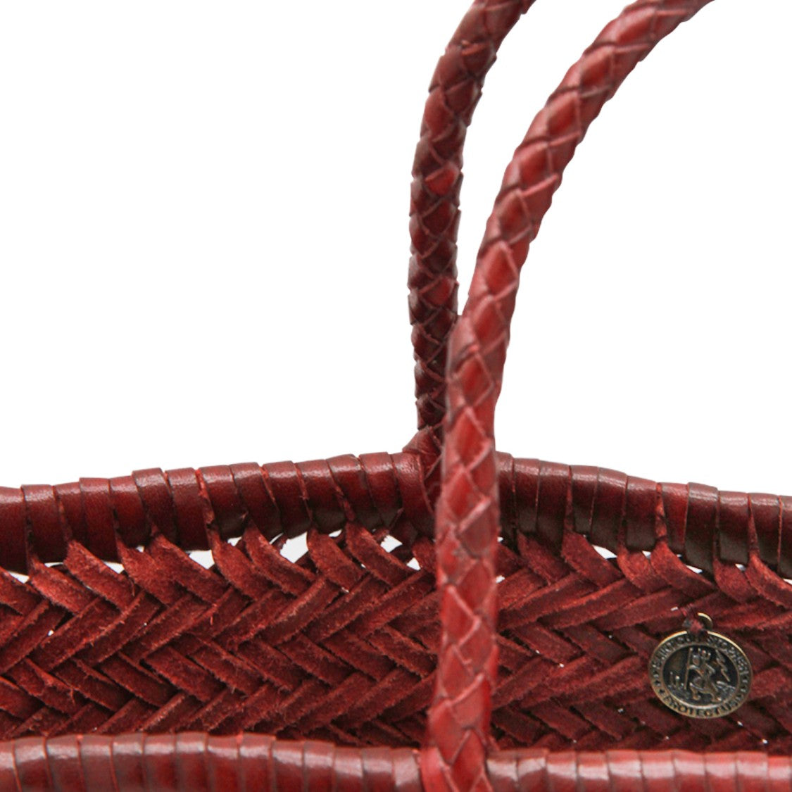 Dragon Diffusion Triple Jump Small Tote In Dark Red Woven Bamboo