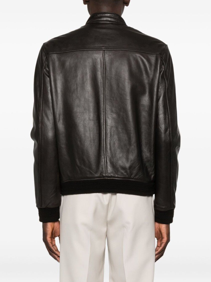 The Jack And Jackie Leathers Brown Leather Jacket And Calfskin Finish