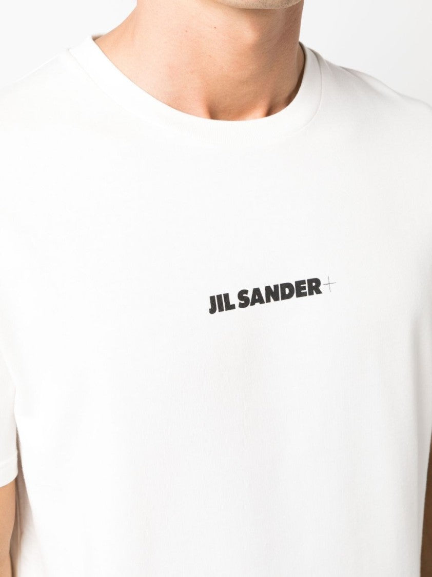 Jil Sander Logo Print White Cotton T-Shirt