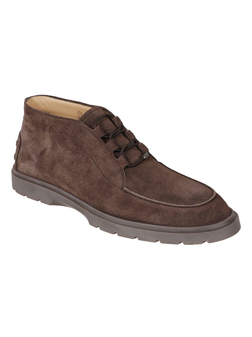Tod's Soft Suede Calfskin Shoes With Textured Rubber Sole