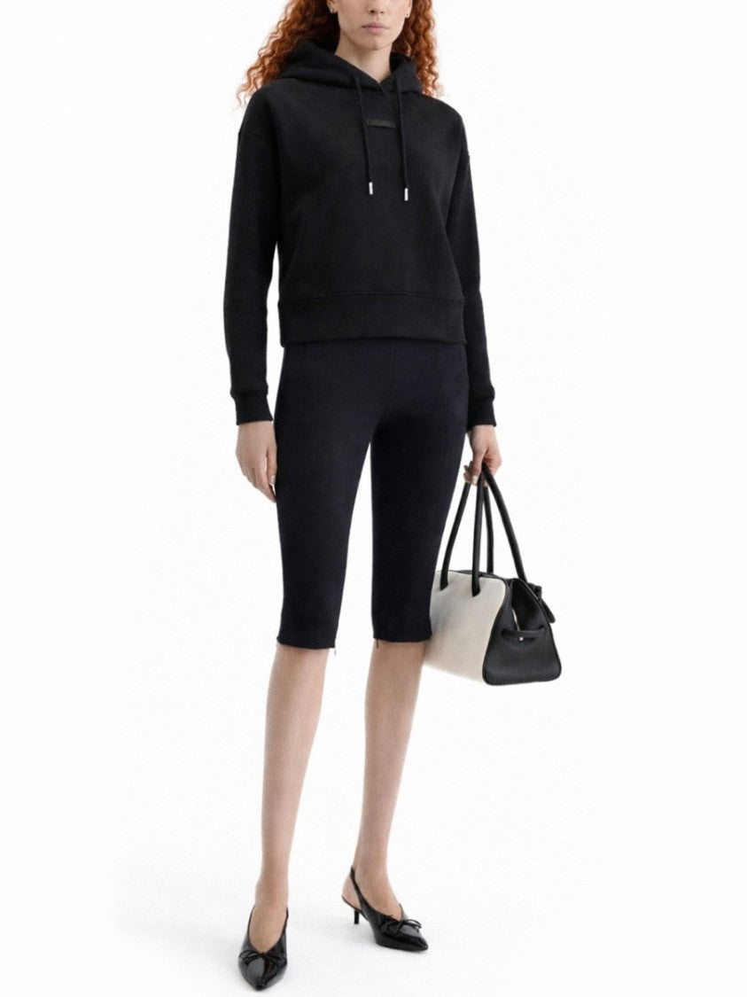 Jacquemus Grosgrain Black Cropped Minimalist Hoodie