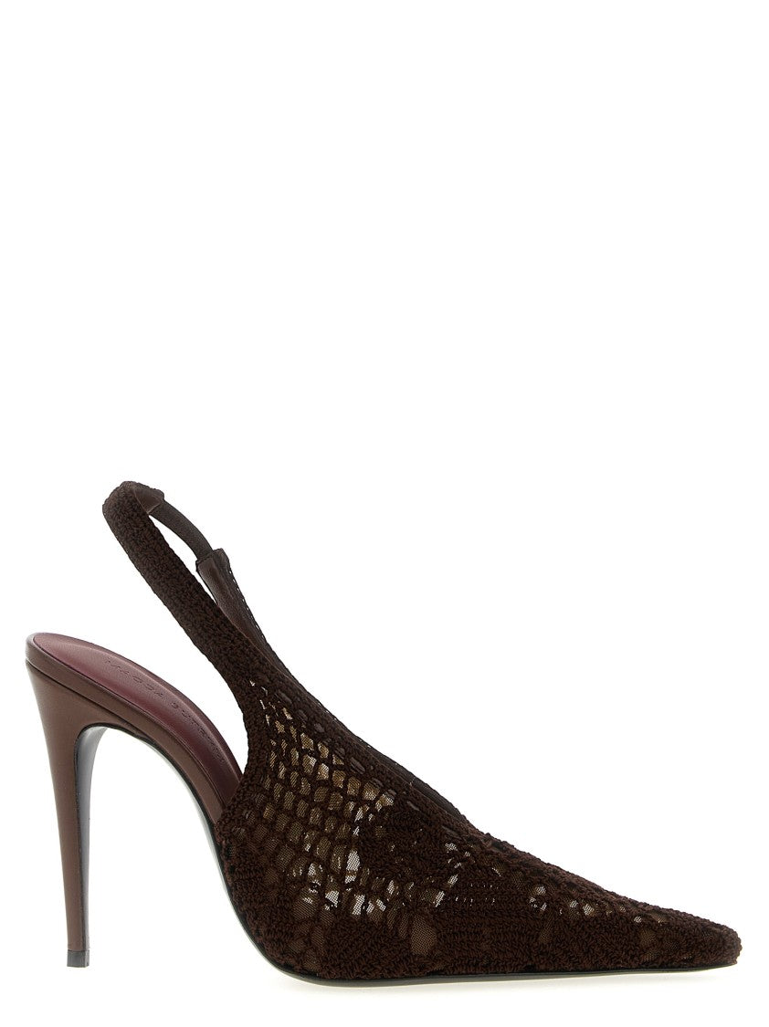 Magda Butrym Crochet Tulle Slingback Shoes With Pointed Toe And Stiletto Heel