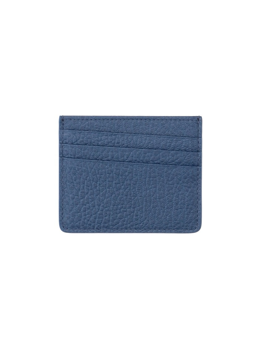Maison Margiela Blue Four Stitches Textured Leather Card Holder