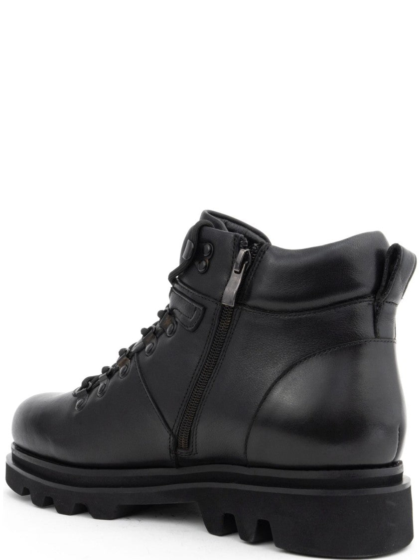 La Conte Black Leather Ankle Boots With Fur Lining