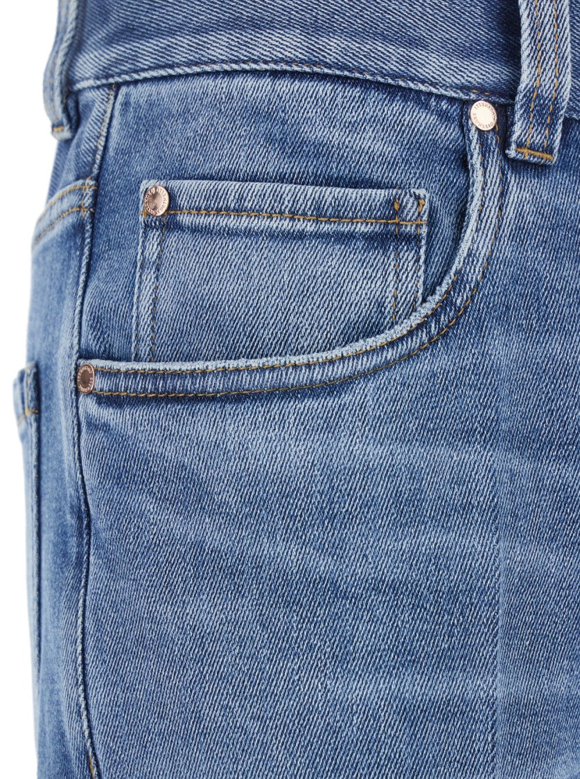 Brunello Cucinelli Blue Jeans With Logo Patch On The Rear