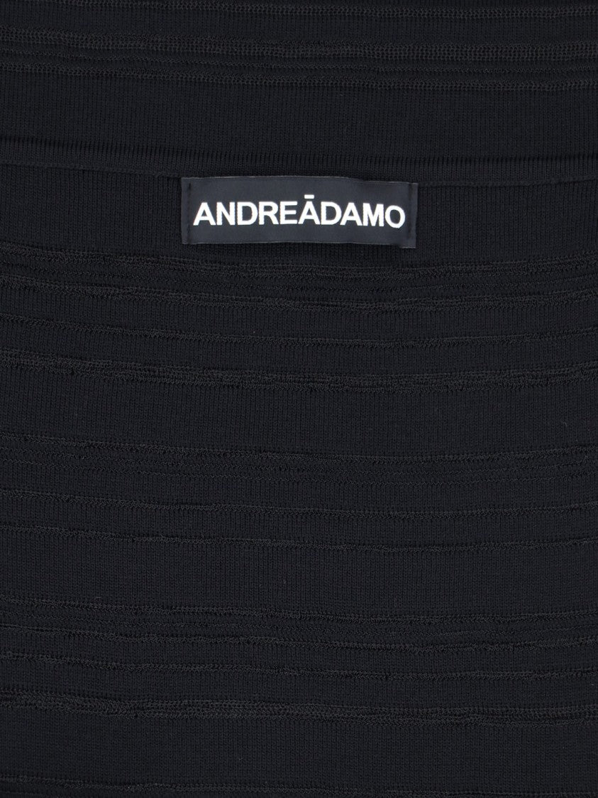 Andreâdamo Striped Crop Top – Black