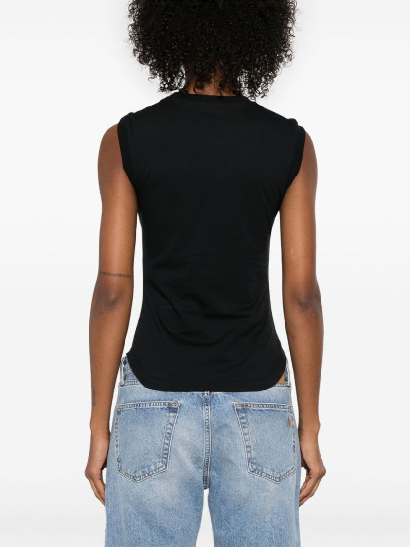 The Attico Curved Hem Black Tank Top