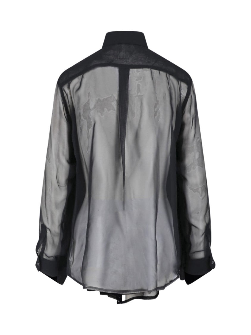 Comme Des Garçons Black Ruffled Long-Sleeve Fabric Shirt