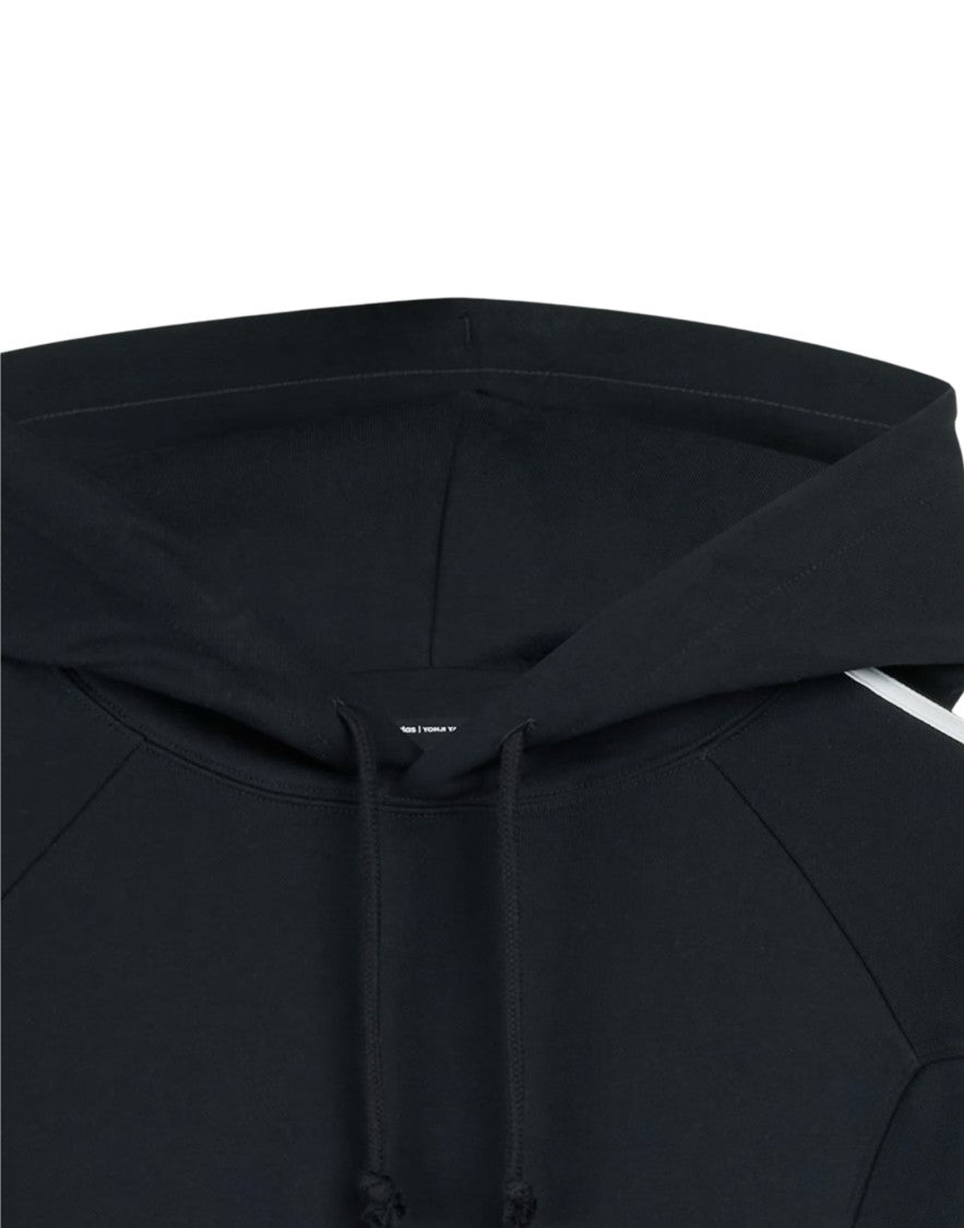 Y-3 Relaxed Fit Black Hoodie With Contrasting Stripes