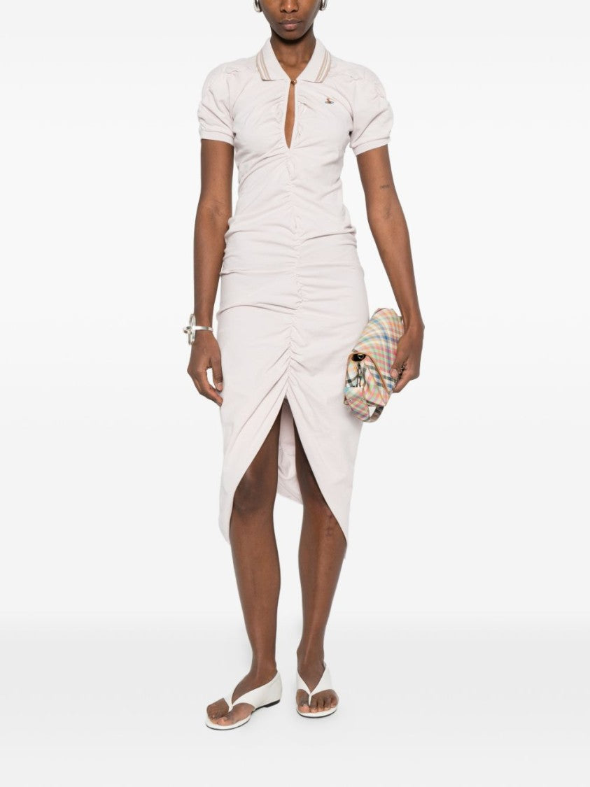 Vivienne Westwood Fitted Midi Dress With Ruched Detailing And Polo Collar