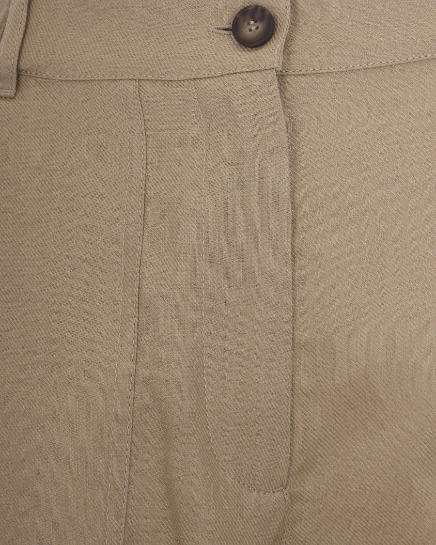 Max Mara Safari Gabardine Elasticated Waist Linen Shorts