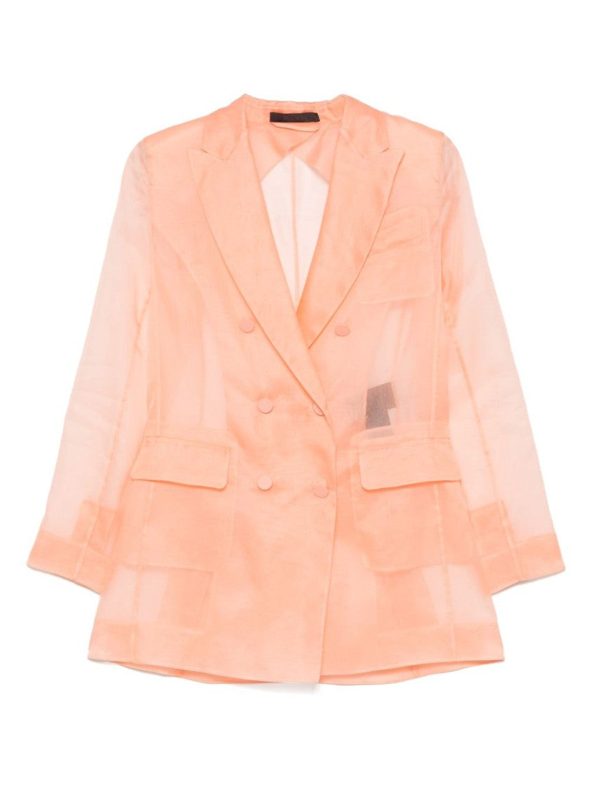 Max Mara Double-Breasted Coral Pink Jacket With Tailored Silhouette